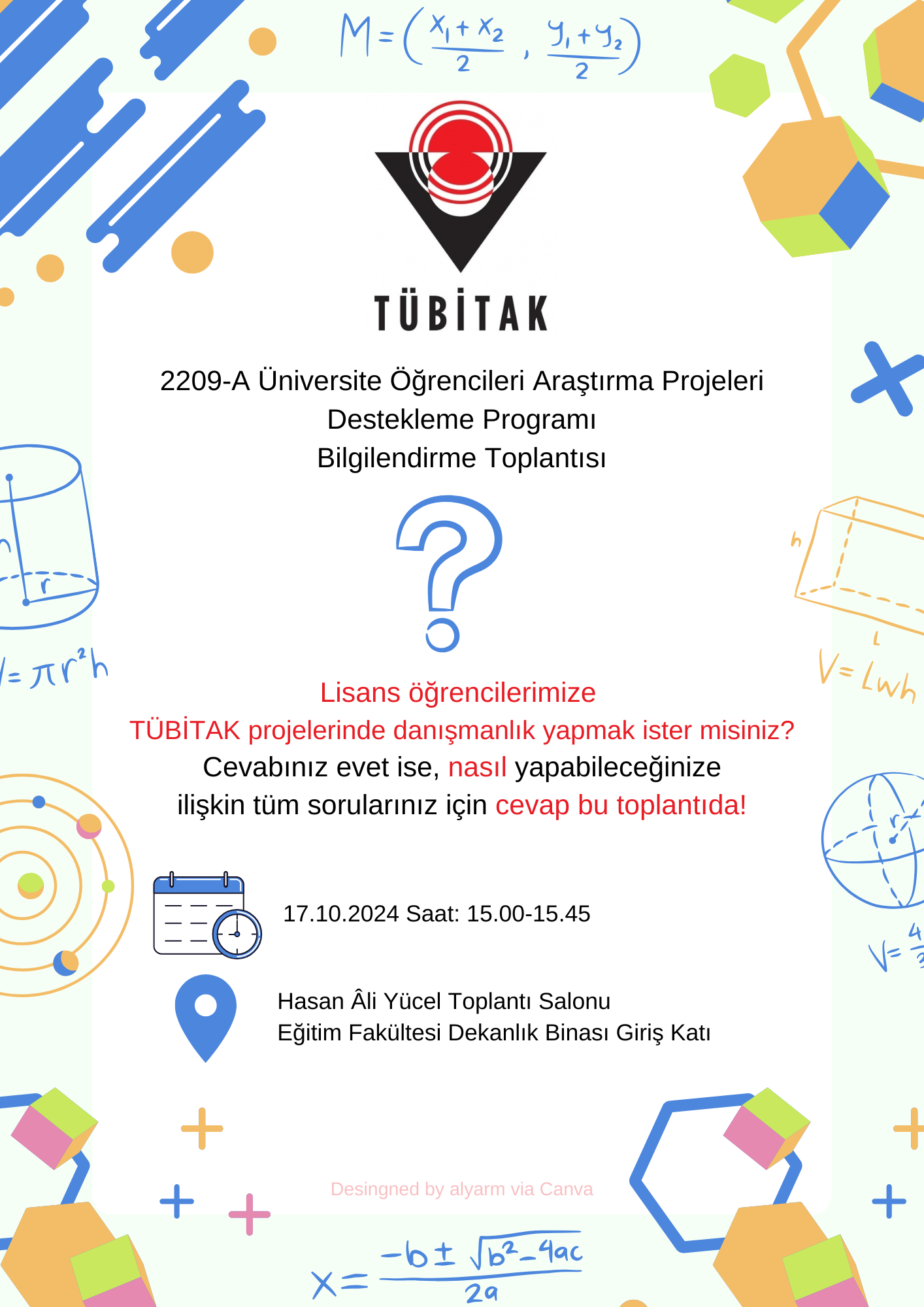 2209-A Üniversite Öğrencileri Araştırma Projeleri Destekleme Programı Bilgilendirme Toplantısı (Öğretim Elemanı)